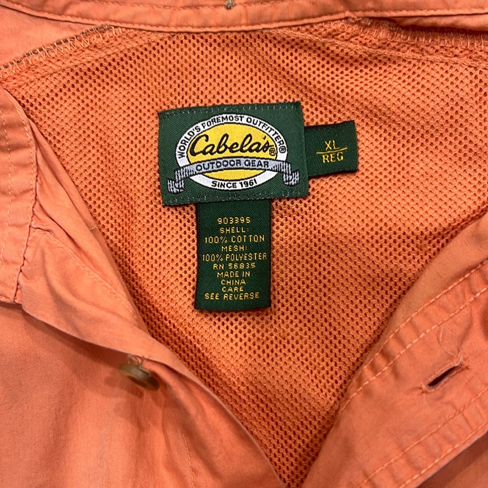 Cabela’s men’s orange short sleeve button down fishing shirt- XL - Picture 3 of 3